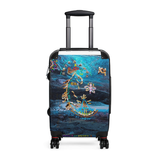 Suitcase - Nautical Blue Artistic Moon & Stars Carry-On Luggage