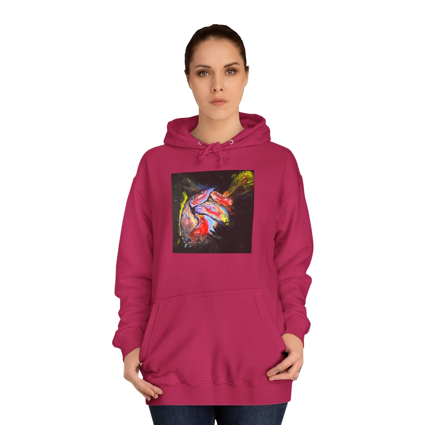 Artistic Heart Unisex Hoodie, Cozy College Apparel, Unique Design, Everyday Wear, Great Gift for Students, Colorful Graphic