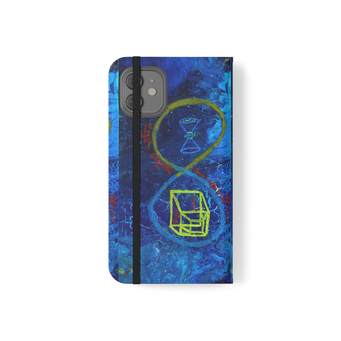 Artistic Flip Cases for Phone, Unique Blue Hourglass Design, Smartphone Wallet, Gift for Artists, Artsy Accessories