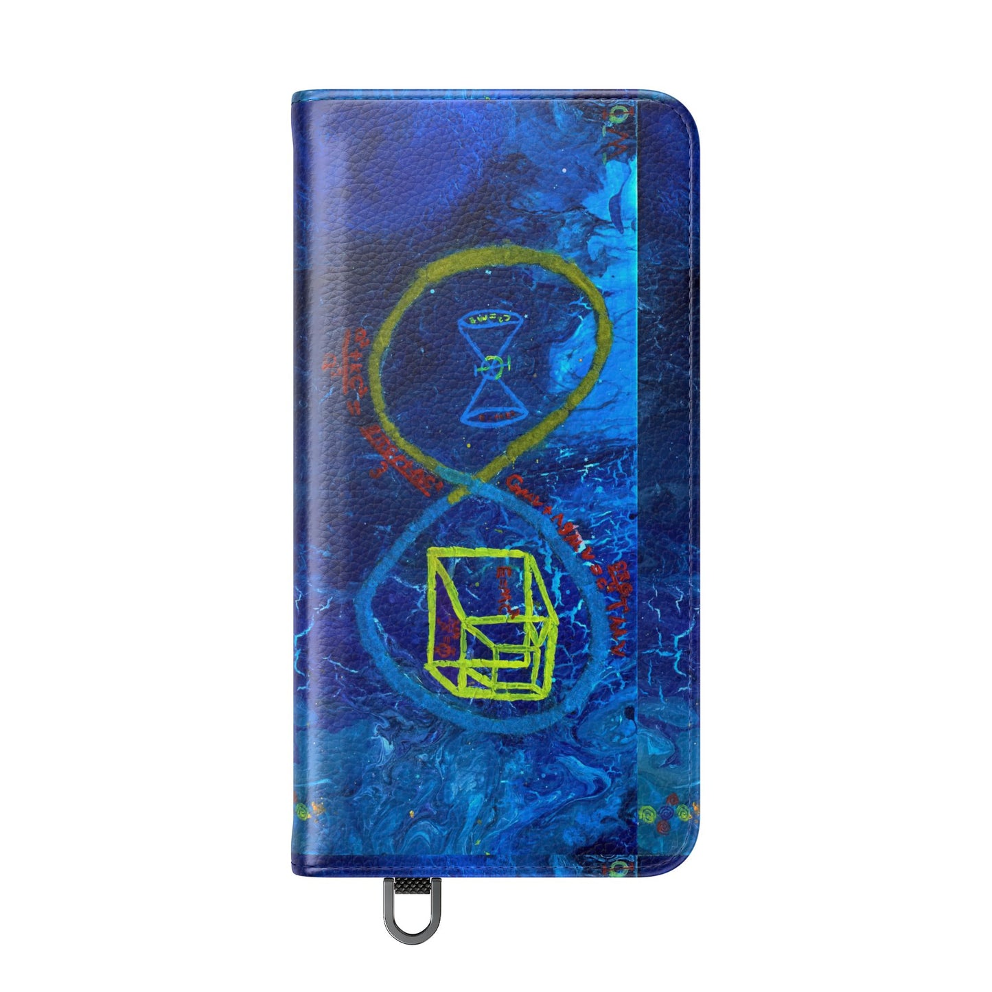 Artistic Flip Cases for Phone, Unique Blue Hourglass Design, Smartphone Wallet, Gift for Artists, Artsy Accessories