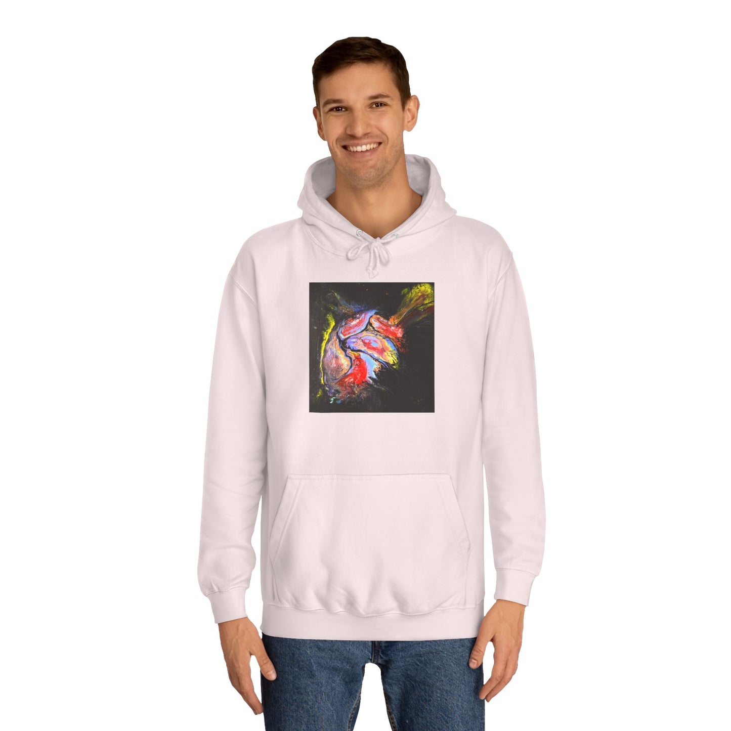 Artistic Heart Unisex Hoodie, Cozy College Apparel, Unique Design, Everyday Wear, Great Gift for Students, Colorful Graphic