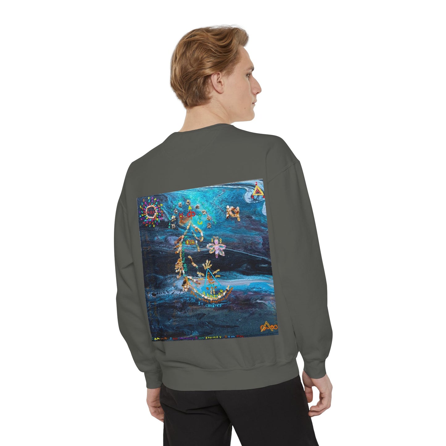 Celestial Garden Sweatshirt — Floral Moon & Stars Art Pullover