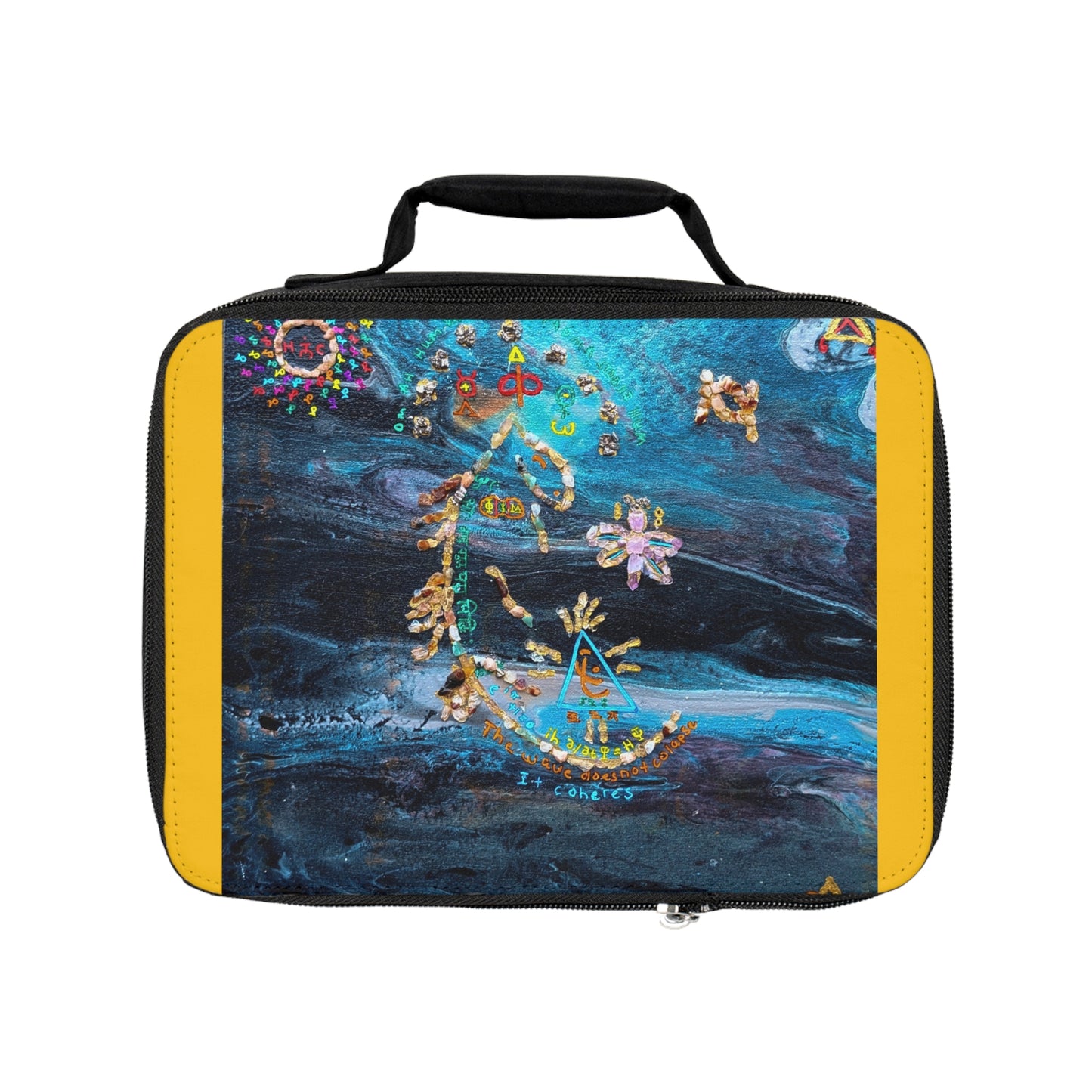 Artistic Moon & Flowers Lunch Bag — Nautical Blue Kids & Adult Insulated Lunchbox