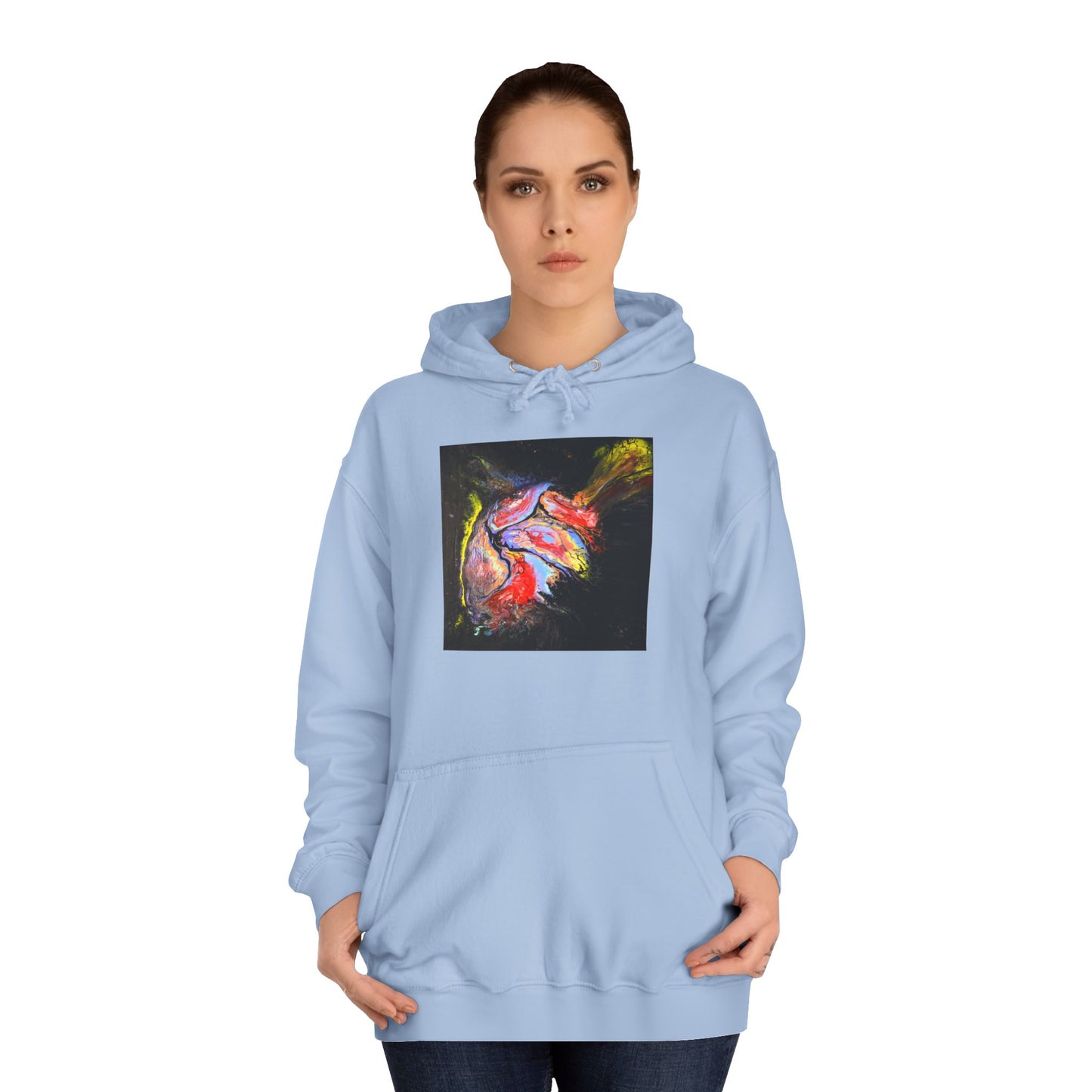 Artistic Heart Unisex Hoodie, Cozy College Apparel, Unique Design, Everyday Wear, Great Gift for Students, Colorful Graphic