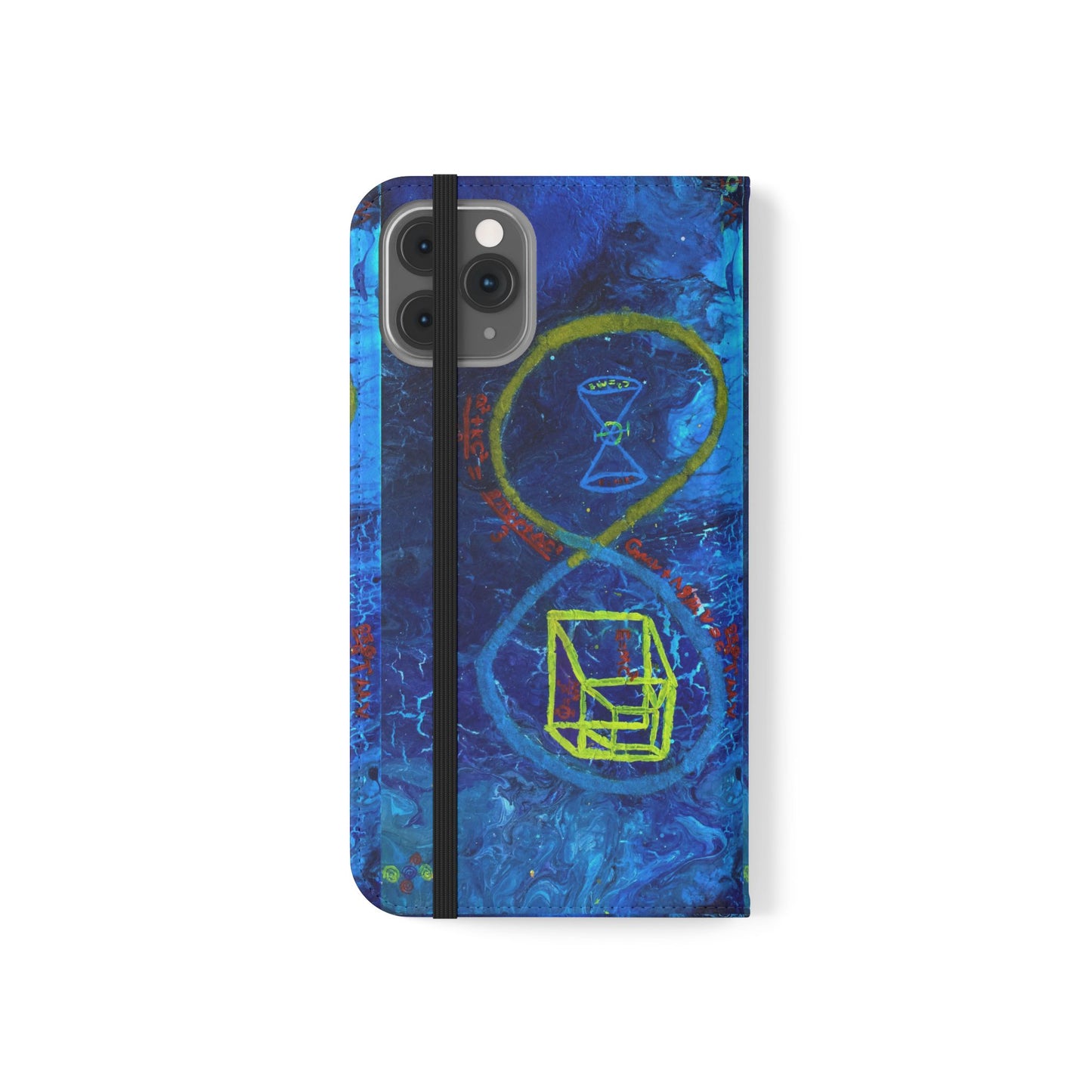 Artistic Flip Cases for Phone, Unique Blue Hourglass Design, Smartphone Wallet, Gift for Artists, Artsy Accessories