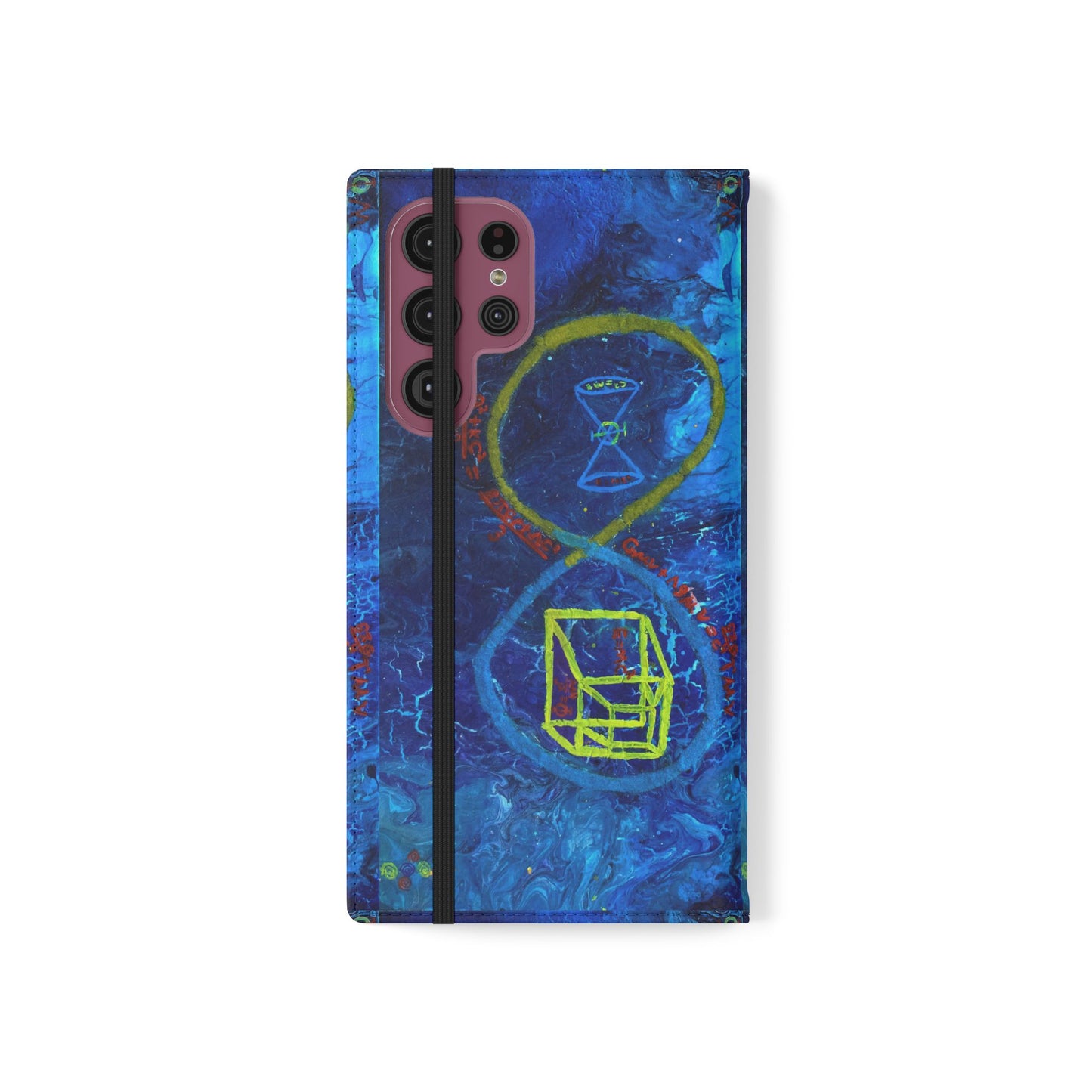 Artistic Flip Cases for Phone, Unique Blue Hourglass Design, Smartphone Wallet, Gift for Artists, Artsy Accessories