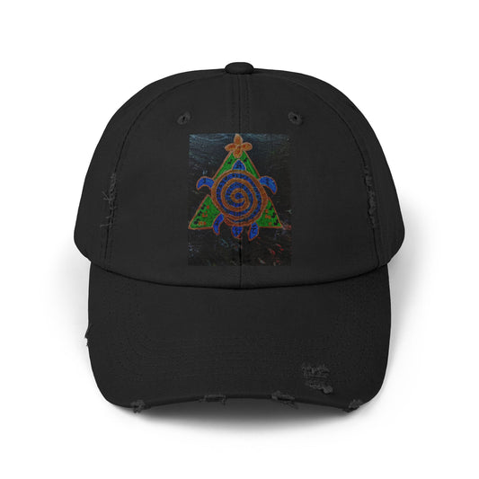 Spiraled Art Distressed Cap, Unisex Hat, Trendy Cap for Every Occasion, Gift for Him or Her, Festival Headwear, Casual Accessories