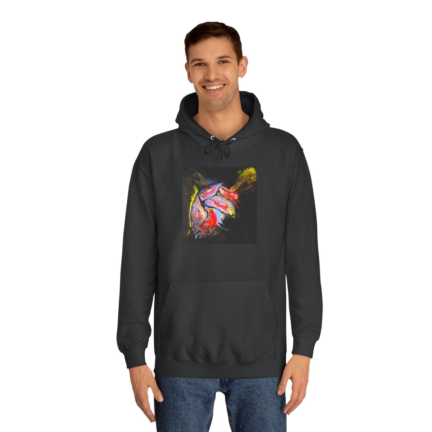Artistic Heart Unisex Hoodie, Cozy College Apparel, Unique Design, Everyday Wear, Great Gift for Students, Colorful Graphic