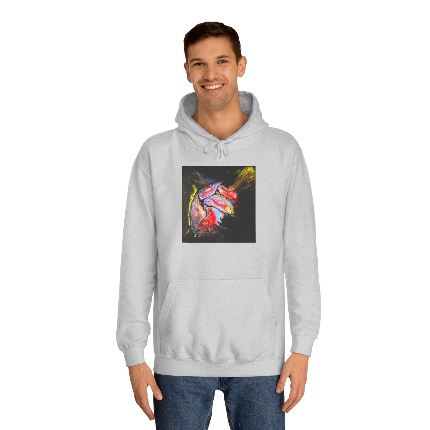 Artistic Heart Unisex Hoodie, Cozy College Apparel, Unique Design, Everyday Wear, Great Gift for Students, Colorful Graphic