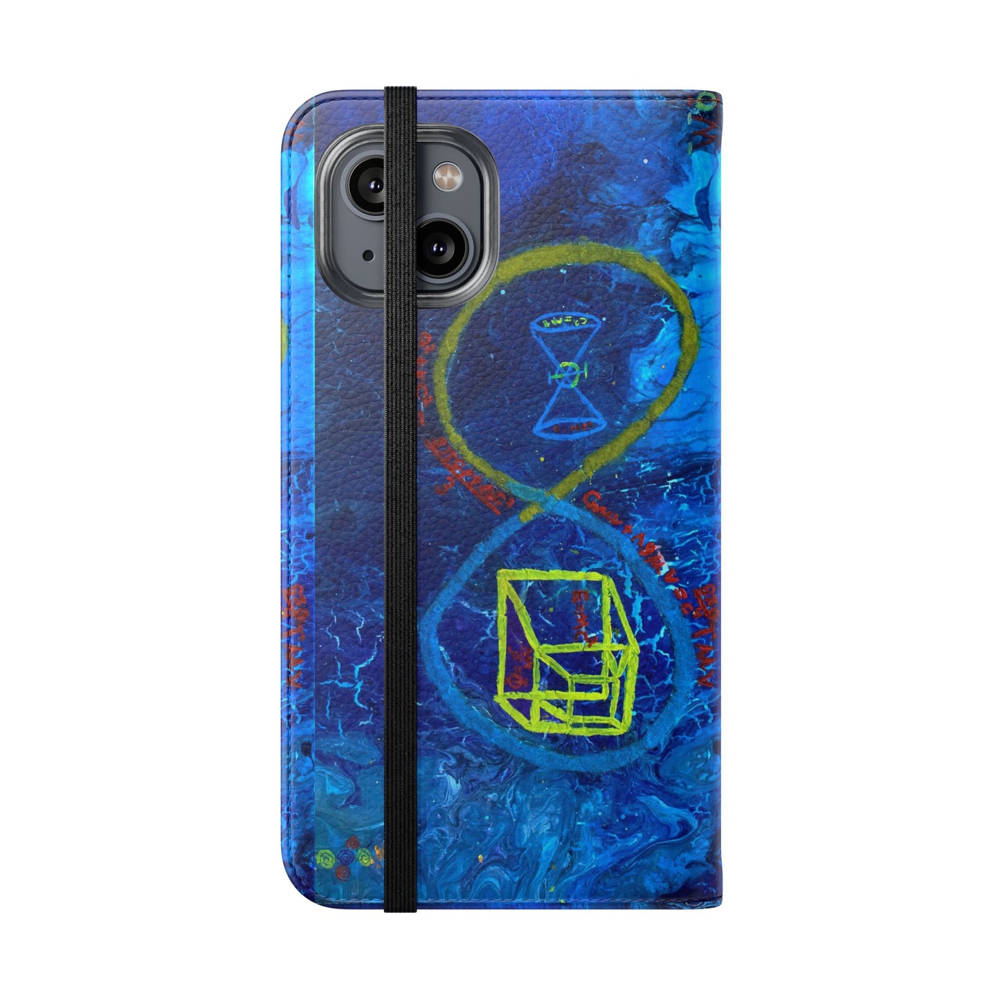 Artistic Flip Cases for Phone, Unique Blue Hourglass Design, Smartphone Wallet, Gift for Artists, Artsy Accessories