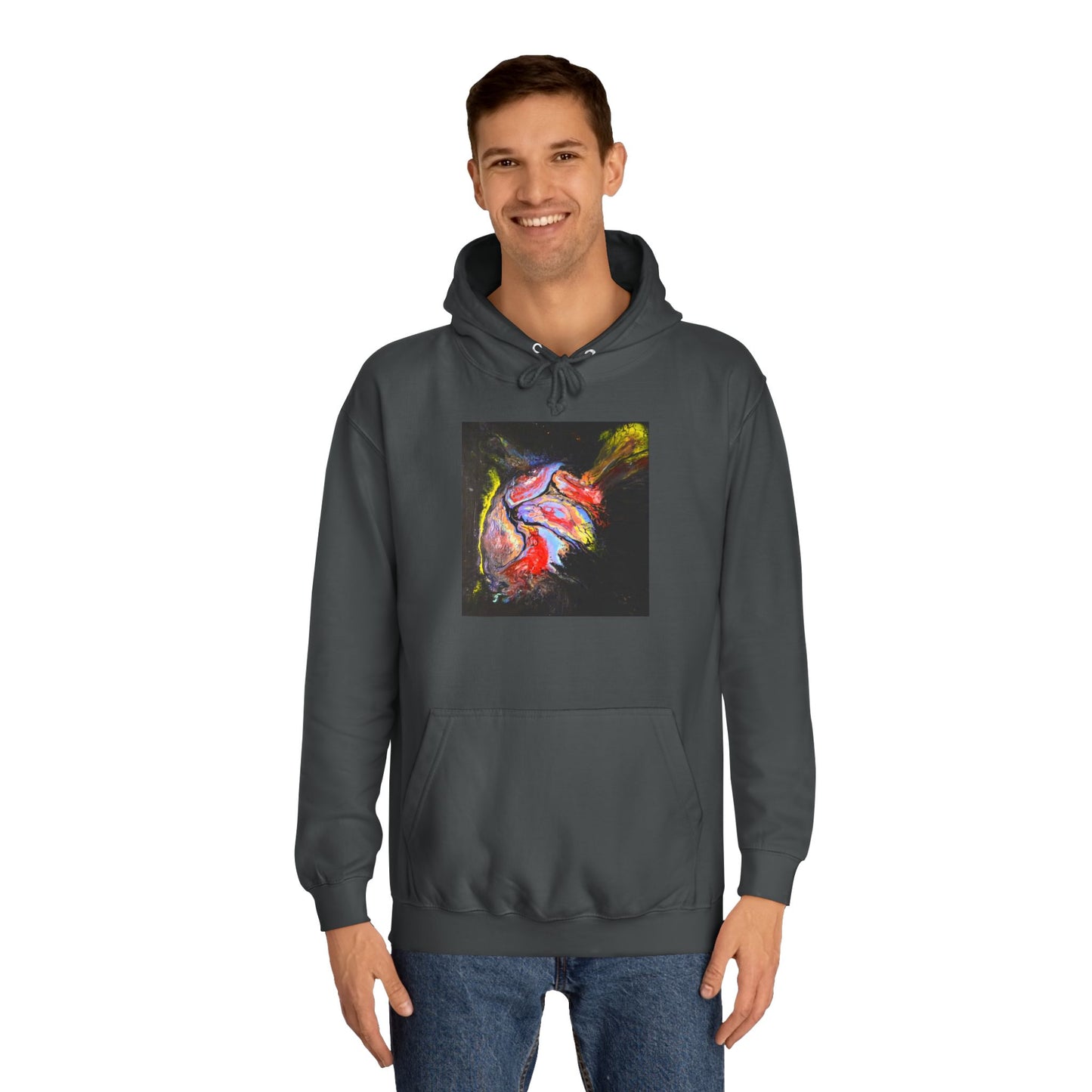 Artistic Heart Unisex Hoodie, Cozy College Apparel, Unique Design, Everyday Wear, Great Gift for Students, Colorful Graphic