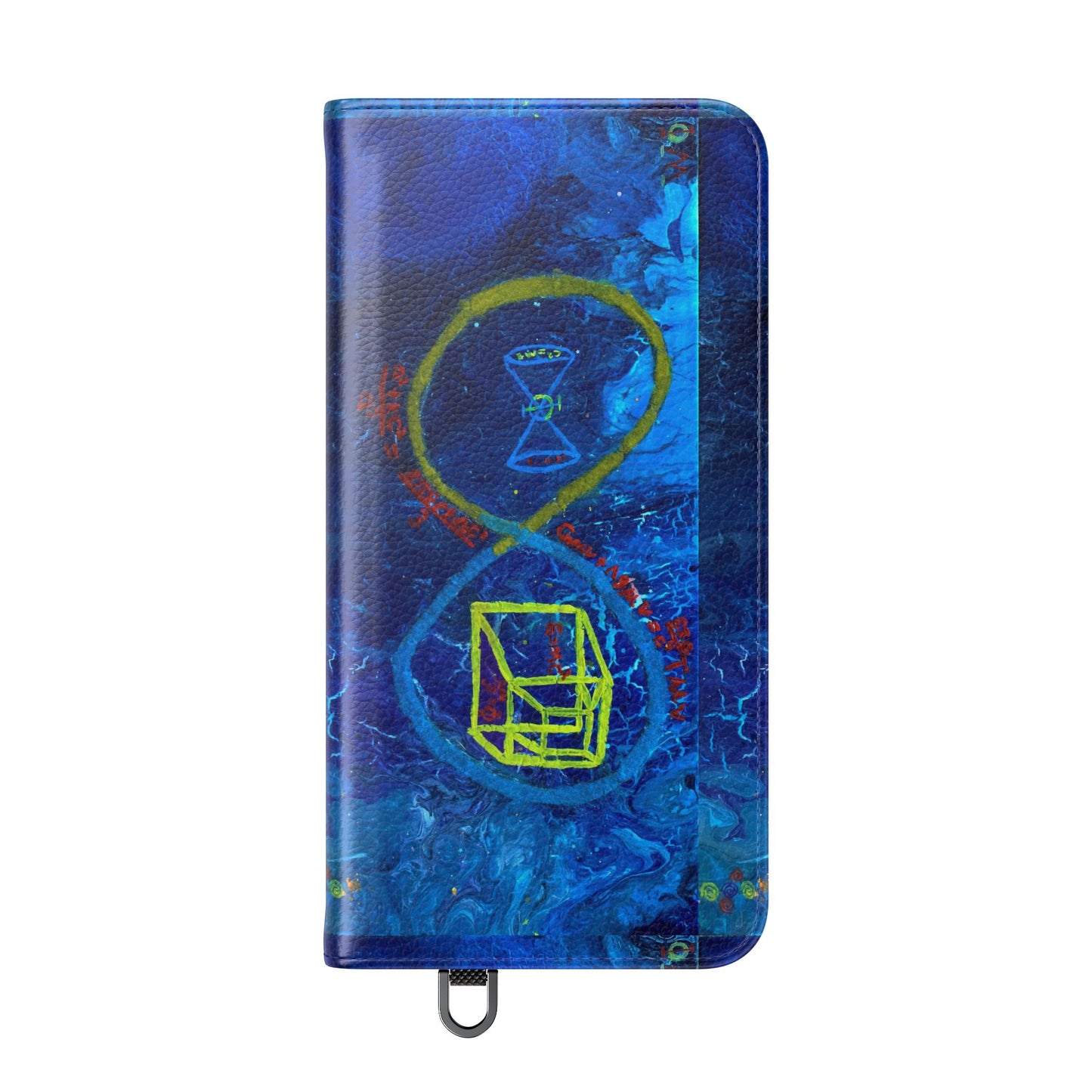 Artistic Flip Cases for Phone, Unique Blue Hourglass Design, Smartphone Wallet, Gift for Artists, Artsy Accessories