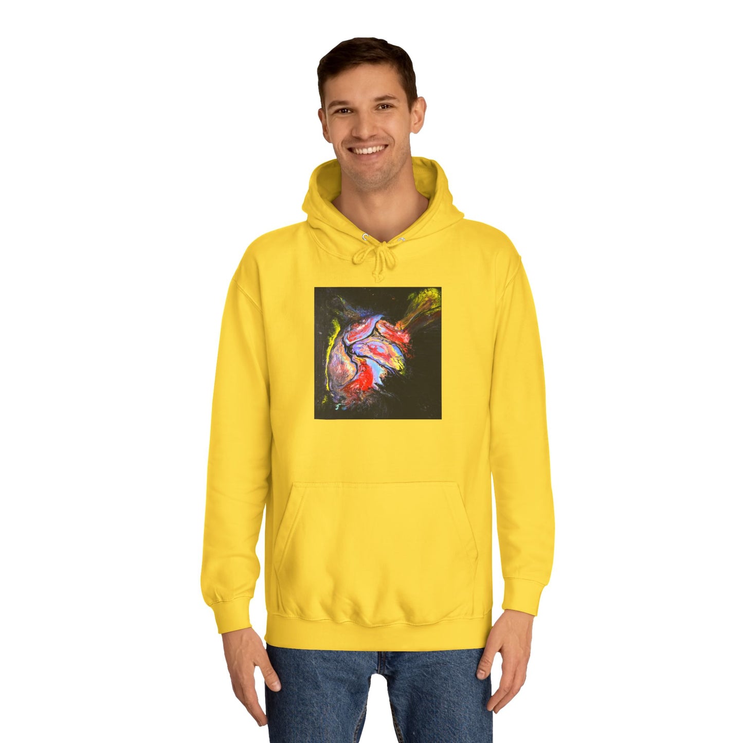Artistic Heart Unisex Hoodie, Cozy College Apparel, Unique Design, Everyday Wear, Great Gift for Students, Colorful Graphic