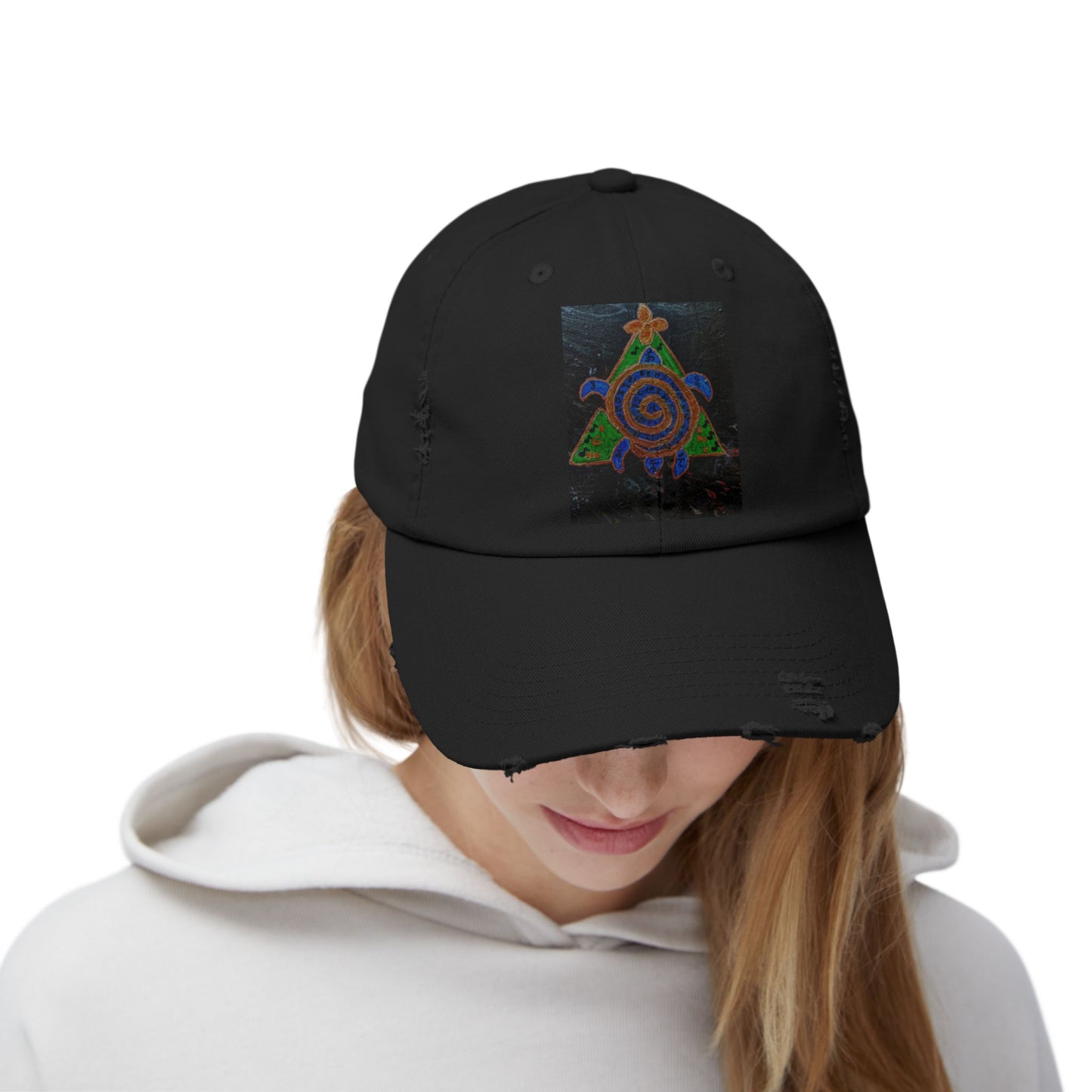 Spiraled Art Distressed Cap, Unisex Hat, Trendy Cap for Every Occasion, Gift for Him or Her, Festival Headwear, Casual Accessories