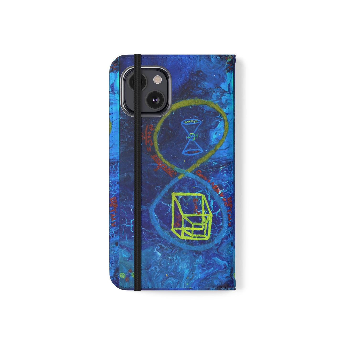 Artistic Flip Cases for Phone, Unique Blue Hourglass Design, Smartphone Wallet, Gift for Artists, Artsy Accessories