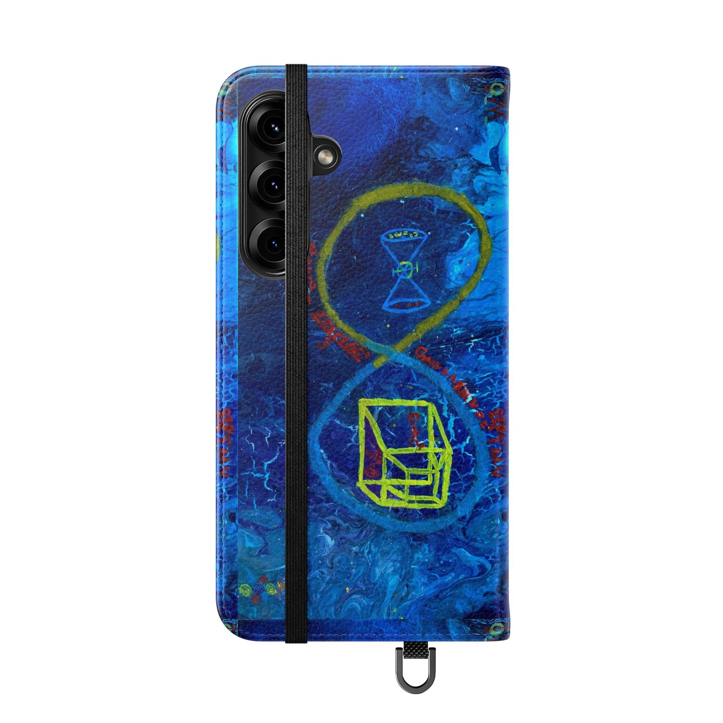 Artistic Flip Cases for Phone, Unique Blue Hourglass Design, Smartphone Wallet, Gift for Artists, Artsy Accessories