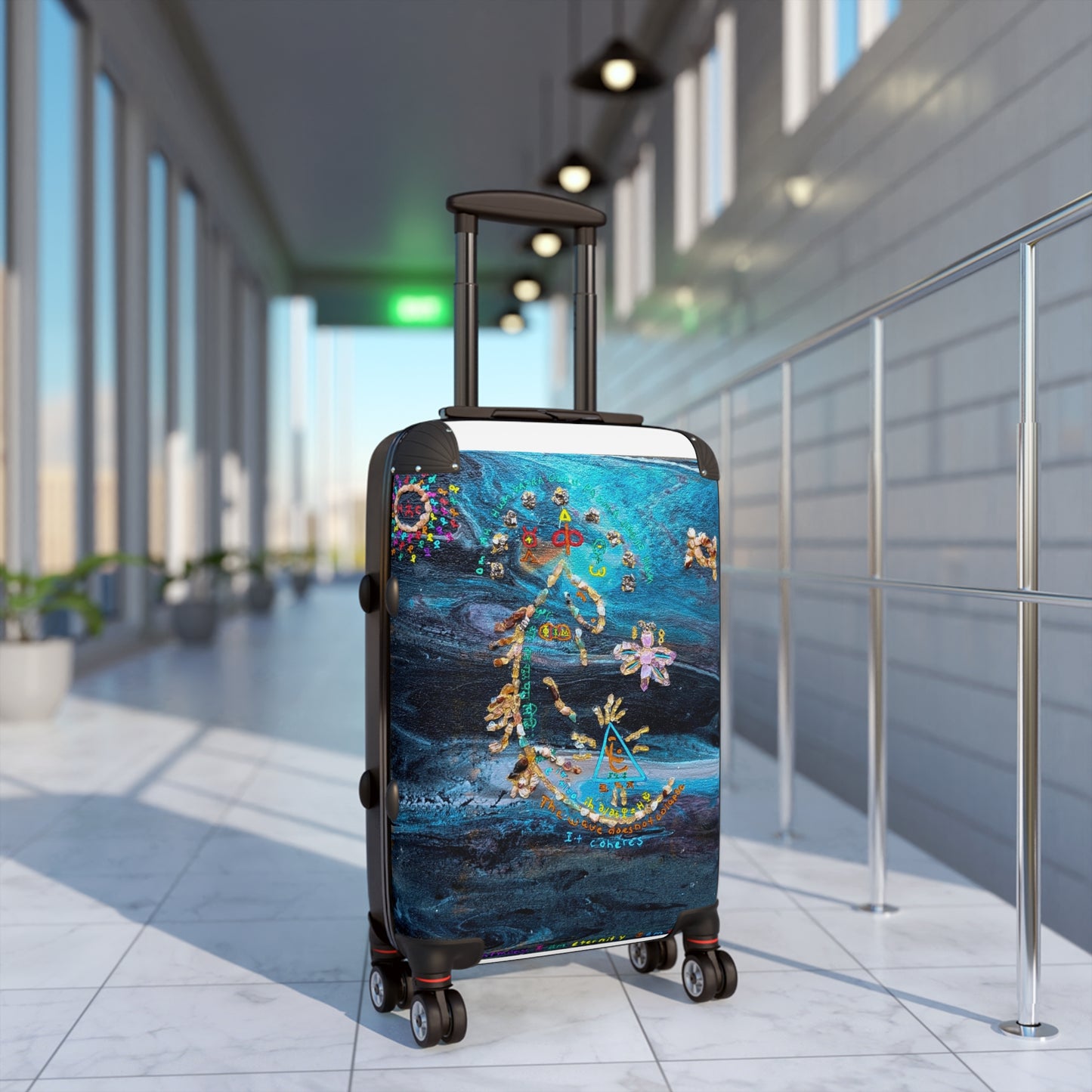 Suitcase - Nautical Blue Artistic Moon & Stars Carry-On Luggage