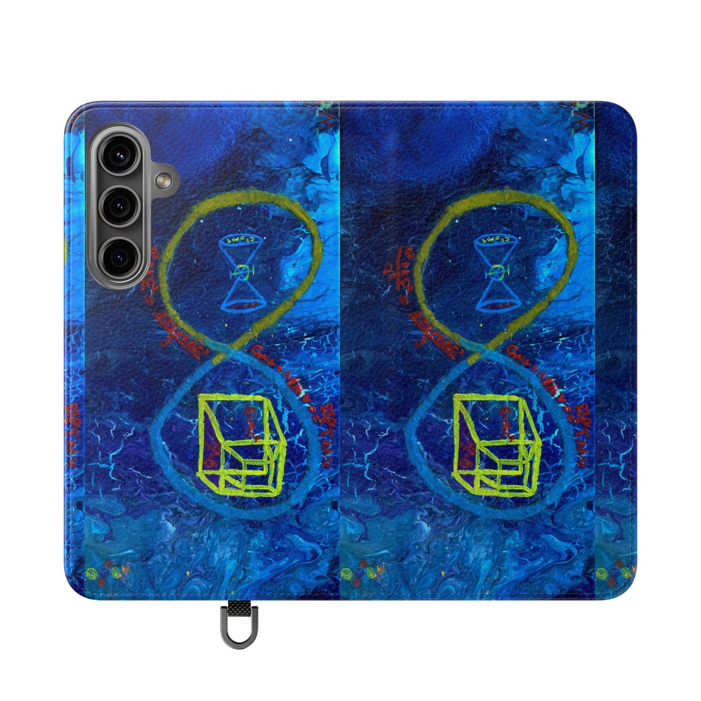 Artistic Flip Cases for Phone, Unique Blue Hourglass Design, Smartphone Wallet, Gift for Artists, Artsy Accessories