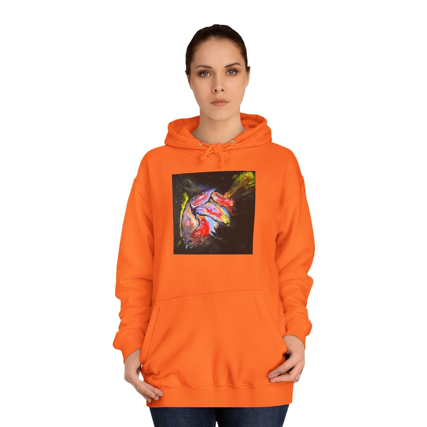 Artistic Heart Unisex Hoodie, Cozy College Apparel, Unique Design, Everyday Wear, Great Gift for Students, Colorful Graphic