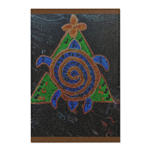 Bohemian Area Rug - Colorful Turtle and Triangle Design, Living Room Decor, Home Accent, Gift for Nature Lovers, Eco-Friendly Floor Mat