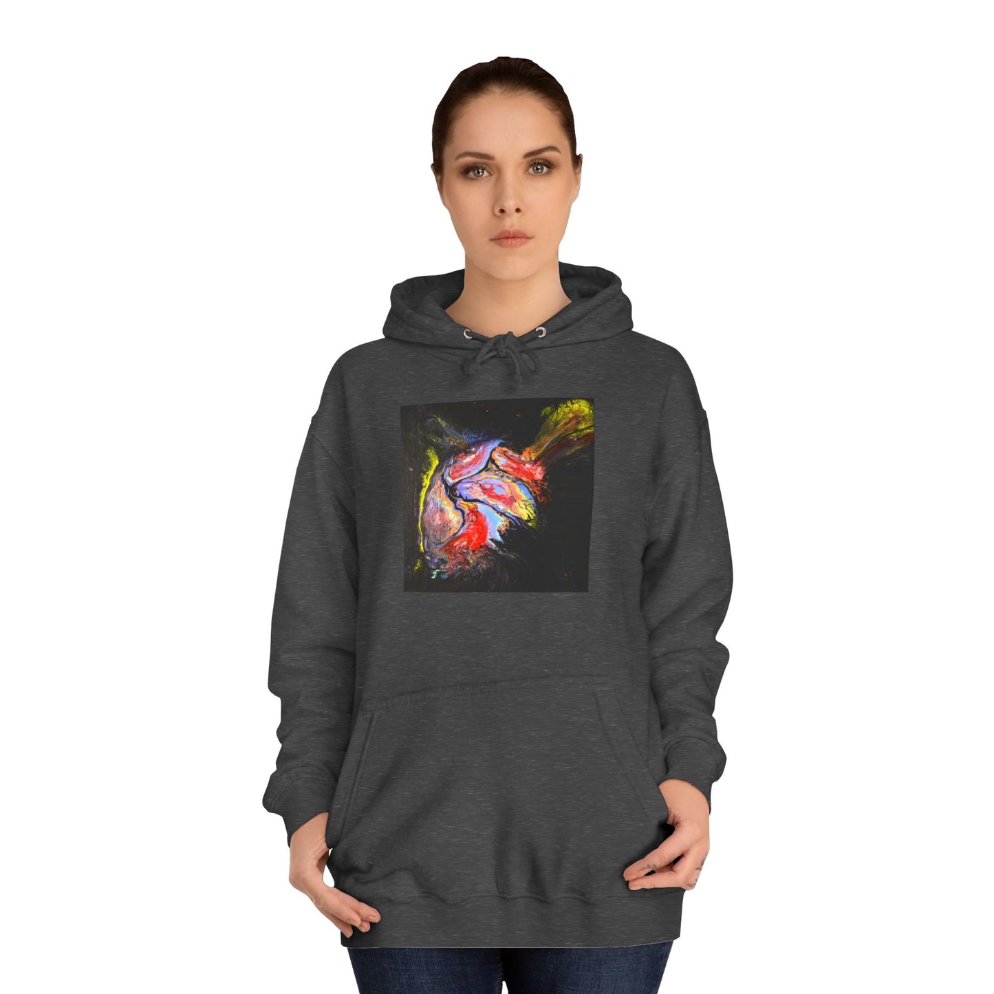 Artistic Heart Unisex Hoodie, Cozy College Apparel, Unique Design, Everyday Wear, Great Gift for Students, Colorful Graphic