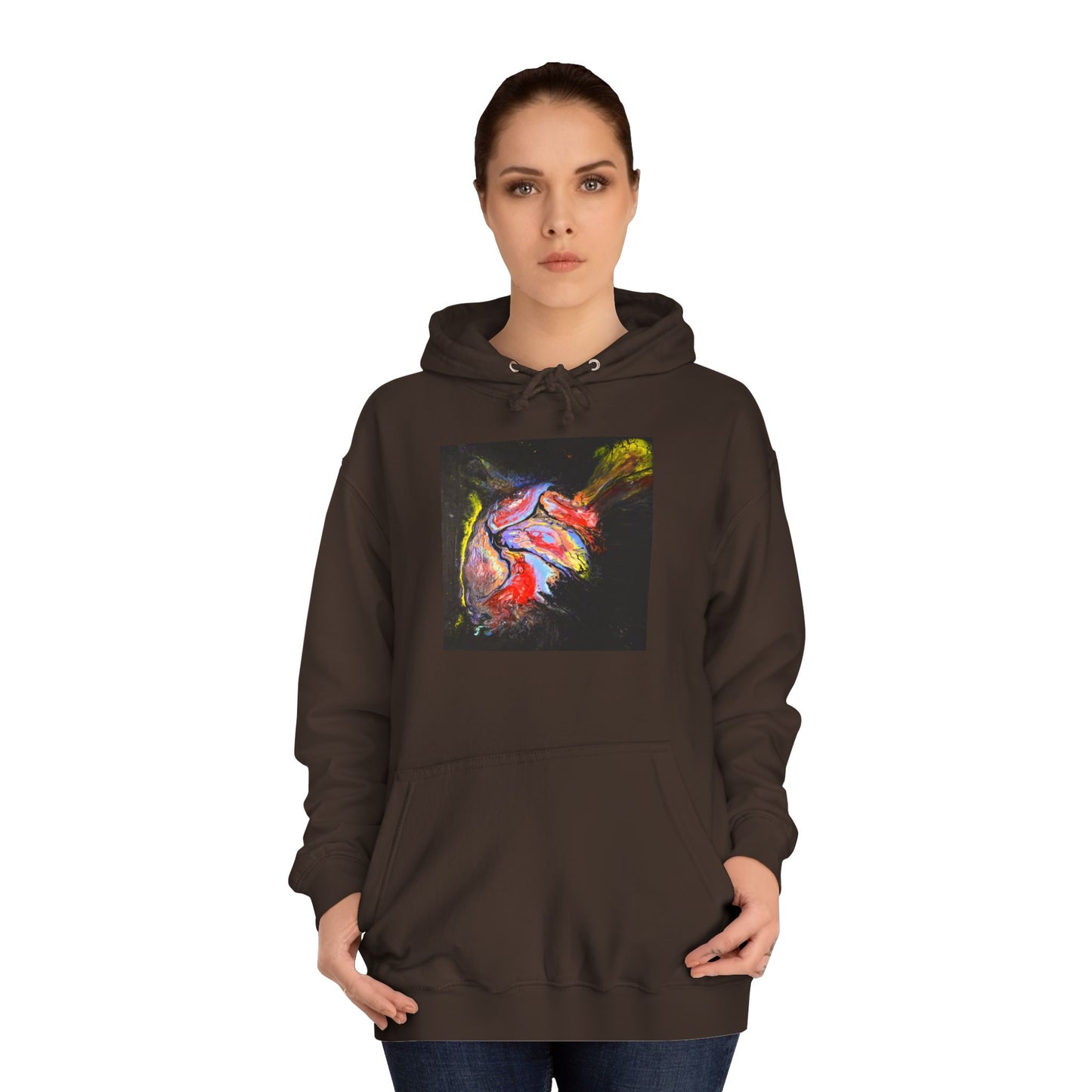 Artistic Heart Unisex Hoodie, Cozy College Apparel, Unique Design, Everyday Wear, Great Gift for Students, Colorful Graphic