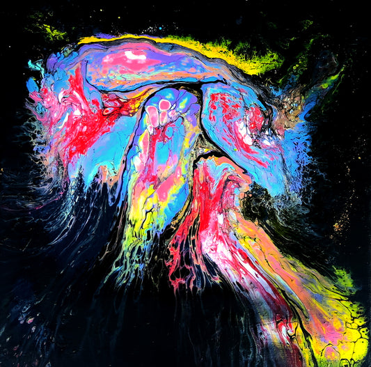 SANDALFON (KEY OF LOVE) ORIGINAL PAINT POUR PRINT